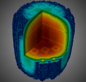 Total neutron interaction rate throughout SMR core computed by Shift.